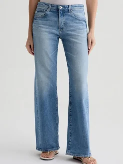 AG Jeans Adria Twisted Leg Low-Rise Wide Leg in Helios