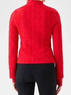 Akris Punto Glencheck 3D Jersey Biker Jacket in Vermillion