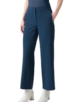 Akris Punto Marlon Pinstripe Wide Leg Pant in Navy/Cream