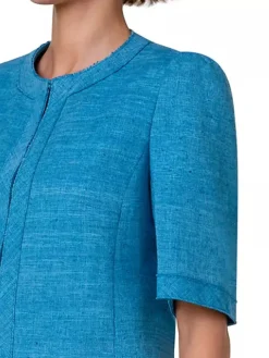 Akris Punto Short Sleeve Silk Blend Jacket in Medium Blue