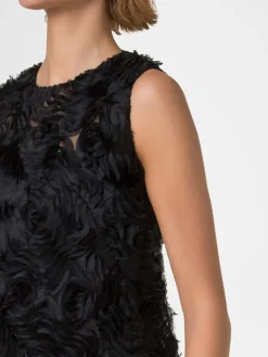 Akris Punto Sleeveless 3D Carnation Knee Length Dress in Black