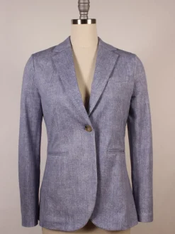Circolo 1901 1-Button Slim Herringbone Jacket in Dark Sky