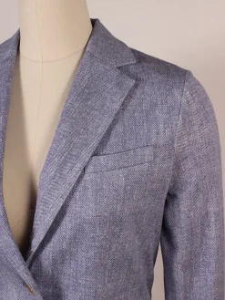 Circolo 1901 1-Button Slim Herringbone Jacket in Dark Sky