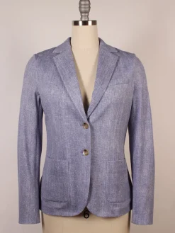 Circolo 1901 2-Button Slim Herringbone Jacket in Dark Sky