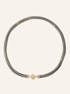 Clara Williams Aspen Leather Platinum Silver Necklace