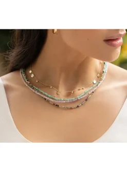 EF Collection Birthstone Necklace with Gold Rondelles - Tanzanite