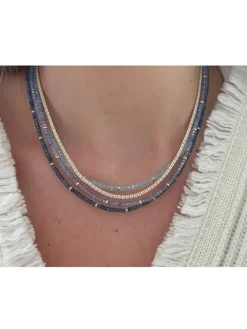 EF Collection Birthstone Necklace with Gold Rondelles - Tanzanite