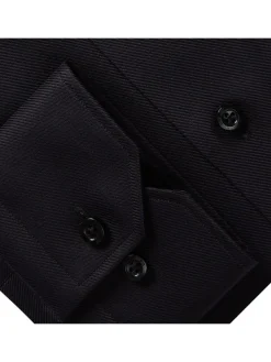 Emanuel Berg Black Textured Twill Casual Dress Shirt