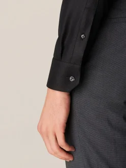 Eton Contemporary Fit Black Textured Twill Dress Shirt