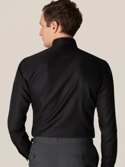 Eton Slim Fit Black Textured Twill Dress Shirt