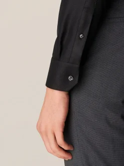 Eton Slim Fit Black Textured Twill Dress Shirt