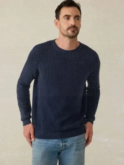 Faherty Brand Sunwashed Crewneck Sweater in Blue Nights