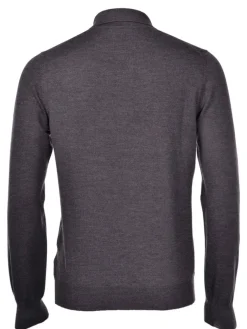 Gran Sasso Fashion Fit Long Sleeve Polo in Charcoal