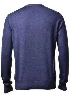 Gran Sasso Vintage Wash Extrafine Merino V-Neck in Denim