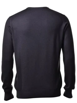 Gran Sasso Vintage Wash Extrafine Merino V-Neck in Charcoal