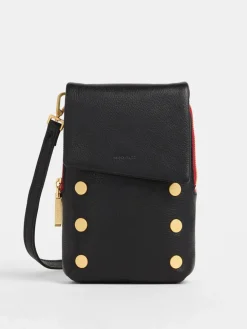 Hammitt Los Angeles VIP Mobile in Black/Brushed Gold/Red Zip