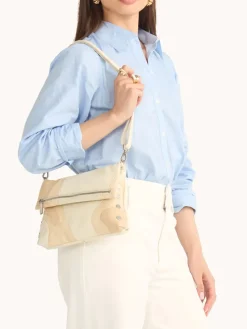 Hammitt Los Angeles VIP Medium Clutch in Coastal Cream/Brushed Silver