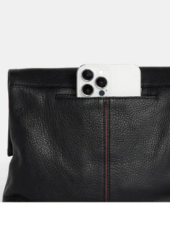 Hammitt Los Angeles VIP Medium Clutch in Black/Gunmetal