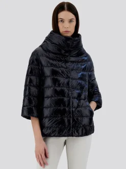 Herno Aminta 3/4 Sleeve Cocoon Jacket in Black