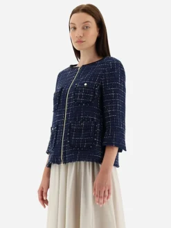 Herno Jacket in Casual Tweed in New Blue