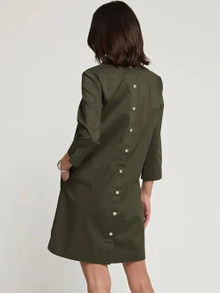 Hinson Wu Aileen 3/4 Sleeve Button Back Dress in Oregano