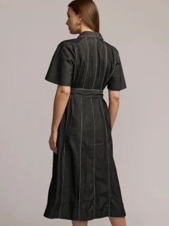 Hinson Wu Joanna Short Sleeve Denim Dress in Black Wash