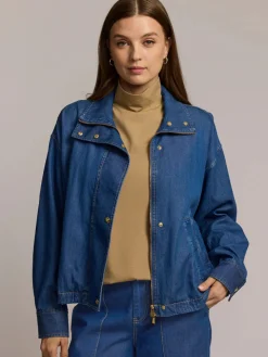 Hinson Wu Louise Long Sleeve Denim Jacket in Medium Wash
