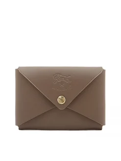 Il Bisonte Sovana Card Case in Light Grey Cowhide Leather