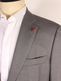 Isaia AquaSpyder 160s Wool Suit in Solid Medium Grey