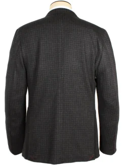Isaia Double-Face Jersey Sport Jacket in Dark Green/Navy Check