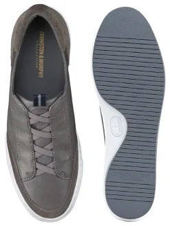 J & M Collection Anson Stretch Lace-to-Toe in Grey English Suede/Sheepskin