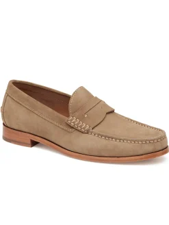 J & M Collection Baldwin Penny in Taupe English Suede