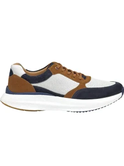 J & M Collection Briley Perfed Jogger in Navy Multi Suede/Full Grain