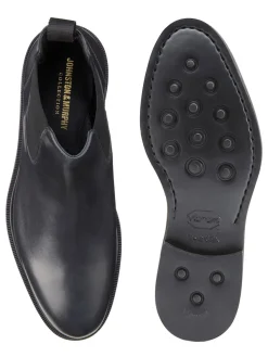 J & M Collection Hartley Chelsea Boot in Black Italian Calfskin