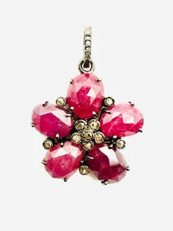 JMNYC Designs Ruby & Diamond Flower Pendant