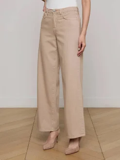 L'Agence Alicent Wide-Leg Jean in Pale Khaki