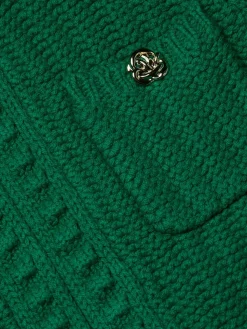 L'Agence Delilah Cropped Cardigan in Kelly Green/Gold Knot
