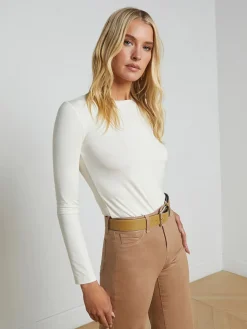 L'Agence Tess Long Sleeve Crew in Vintage White