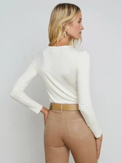 L'Agence Tess Long Sleeve Crew in Vintage White