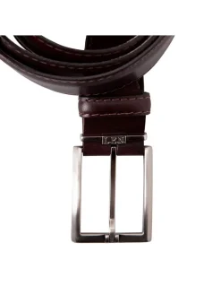 LEN Belts Italian Marbled Calf Belt in Plum with Tonal Stitching