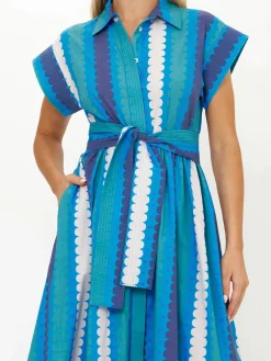 Oliphant Belted Shirt Dress in Meko Blue