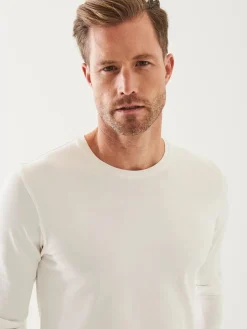 Patrick Assaraf Pima Cotton Stretch Long Sleeve T-Shirt in White