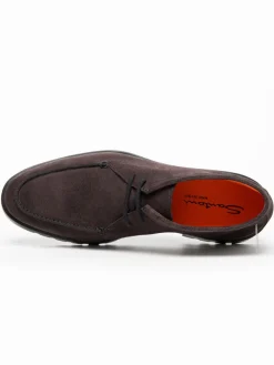 Santoni Desert Lace Up Boot in Grey Suede