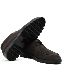 Santoni Desert Lace Up Boot in Grey Suede