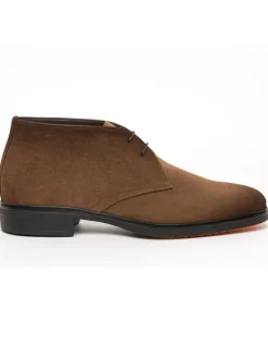 Santoni Easy Desert Boot in Brown Suede