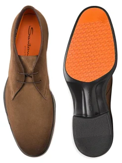 Santoni Easy Desert Boot in Brown Suede