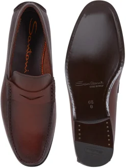 Santoni Ikangia Penny Loafer in Brown