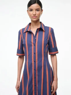 STAUD Joan Maxi Dress in Railroad Stripe