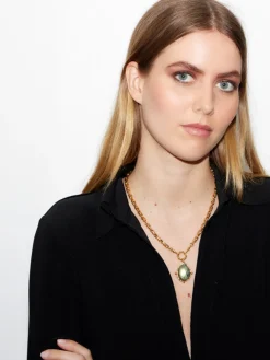 Sylvia Toledano Pendant Drop Gold Chain with Labradorite