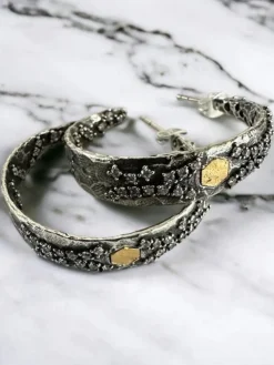 Tat2 Designs Cosa Hoops in Vintage Silver & Gold